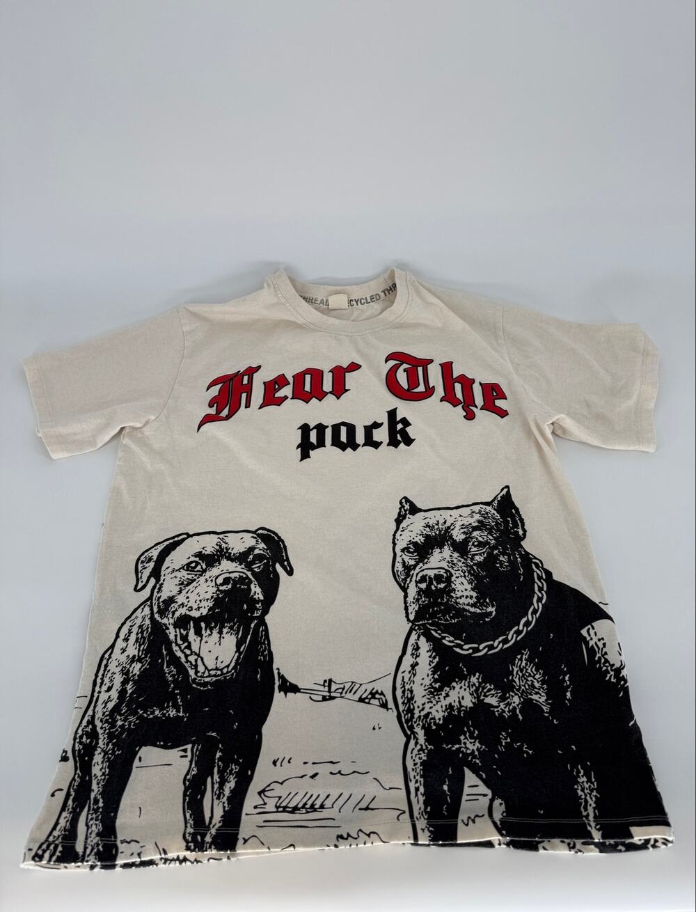 Hear The Pack Pit Bull Graphic T Shirt Mens Large Cream Streetwear Dog Tee
